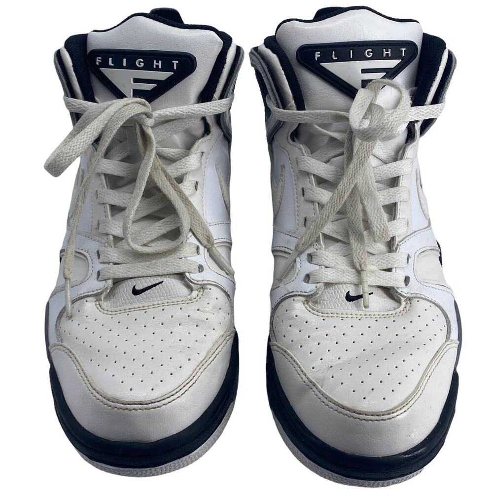 Men's 10.5 NIKE Air Flight Sneakers Shoes White Gray Black 397204-102